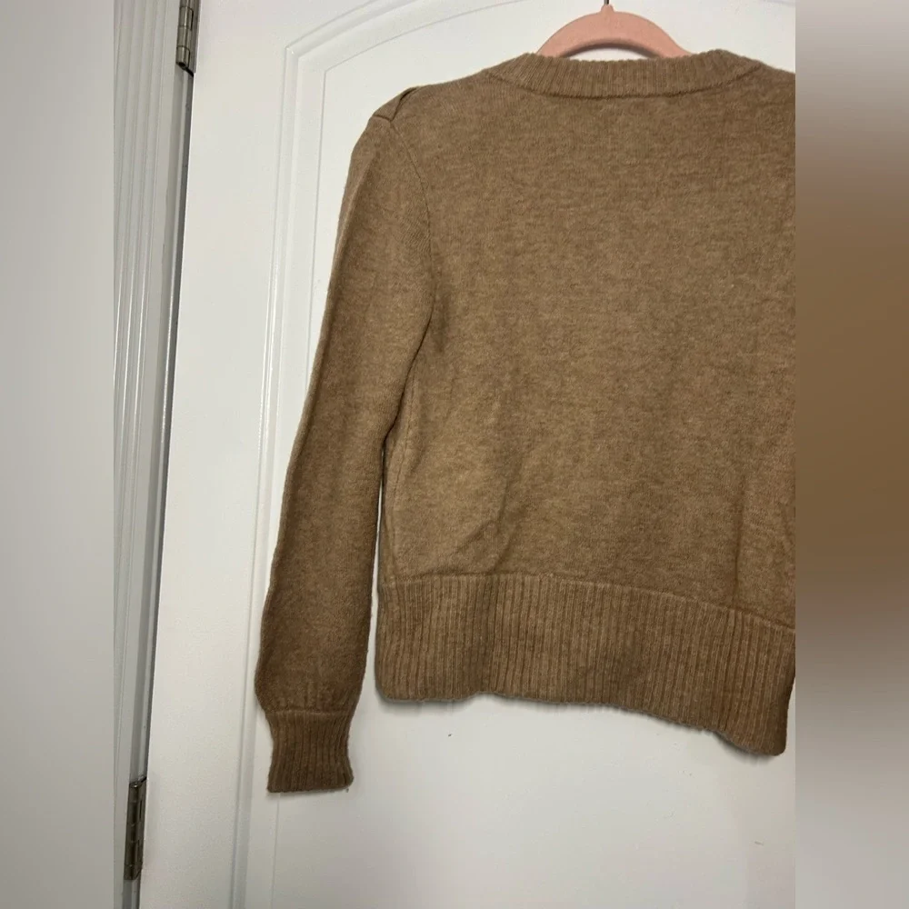 J.Crew Womens Alpaca Wool Blend Tan Crewneck Knit Sweater Size XS Preppy Chic